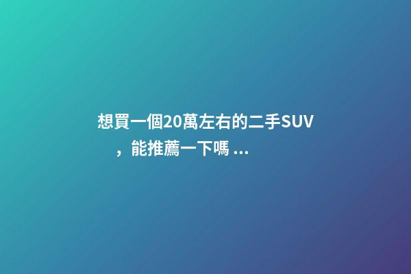 想買一個20萬左右的二手SUV，能推薦一下嗎？